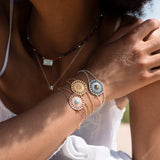 Mandala meditation bracelet, gold