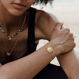Mandala meditation bracelet, gold