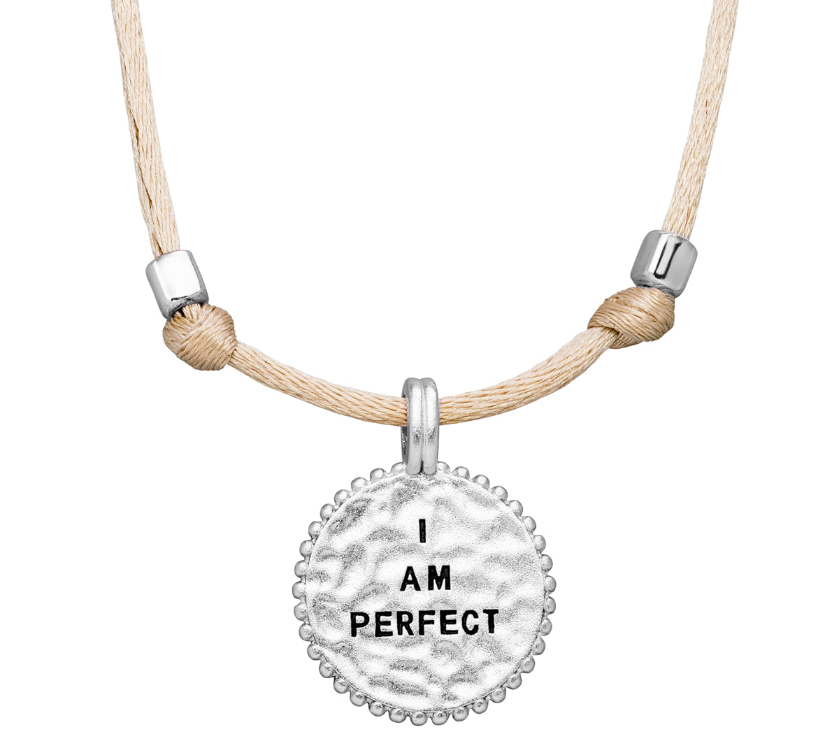 Adjustable “I am perfect necklace”, cream